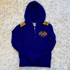 Victoria’s Secret PINK Dark Rich Purple/Blue w/ Yellow Writing Hoodie.